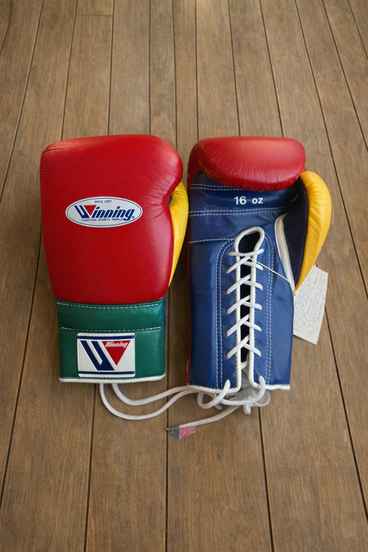 Winning Boxing Gloves | Lace-Up | Red/Blue/Yellow