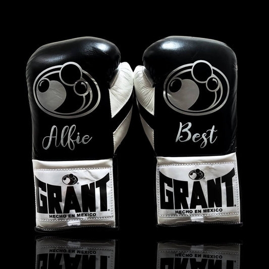 Grant Boxing Gloves Black/White on Hands Training Action Shot