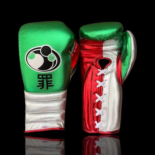 Grant Green/Red/Silver Lace-Up Boxing Gloves Classic Training Gloves