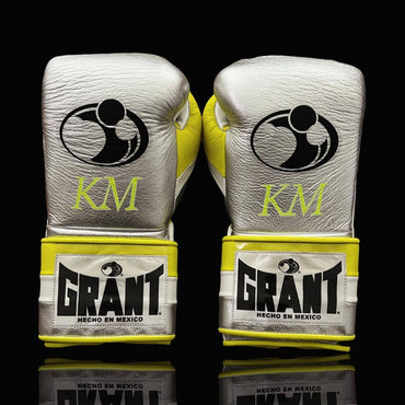 Grant Silver/White/Yellow Boxing Gloves Women Fitness Training Gloves Back View