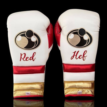 Grant White/Red/Gold 14oz Boxing Gloves Custom Sparring Gloves Back View