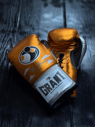 Grant Boxing Gloves Orange/Grey/Silver Lace Up Leather Gloves for Training