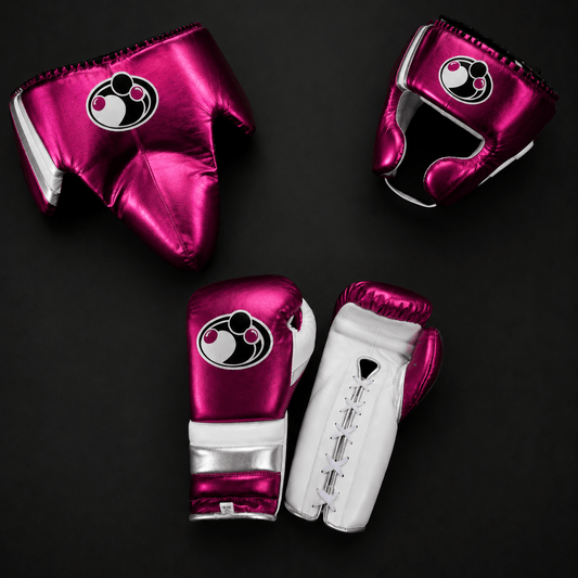 Grant Dark-Pink/White/Silver Boxing Set Fitness Training Gloves Headguard