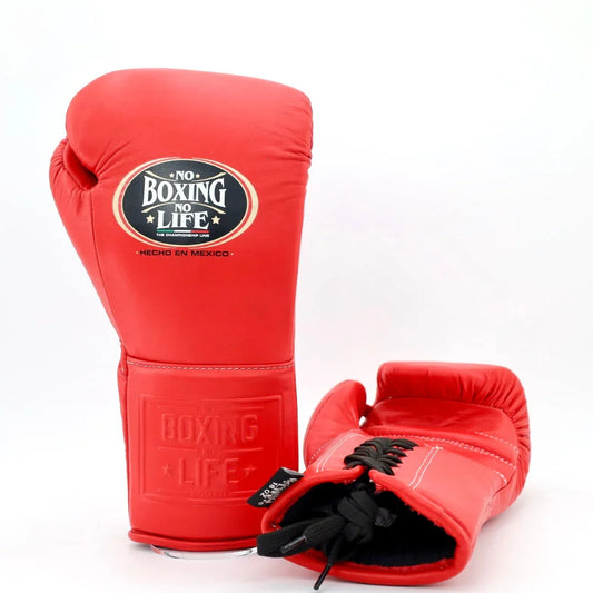 No Boxing No Life Red Lace-Up Boxing Gloves Front Back View