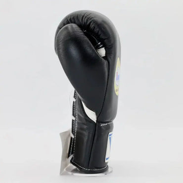 Side Image of Winning Black Boxing Gloves - Lace-up (Japanese Logo)