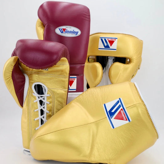 Winning Gold & Maroon Boxing Gloves Set Image