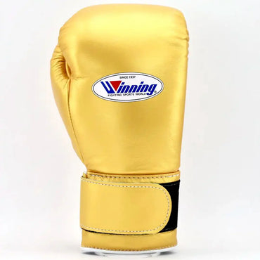Winning Gold Velcro Boxing Gloves Front View