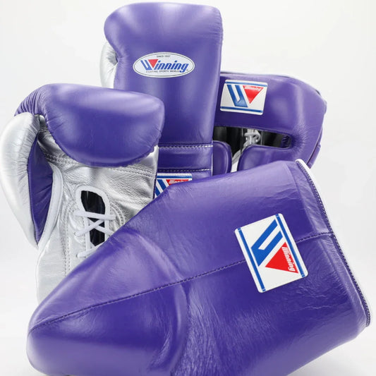Winning Purple & Silver Boxing Gloves Set Image