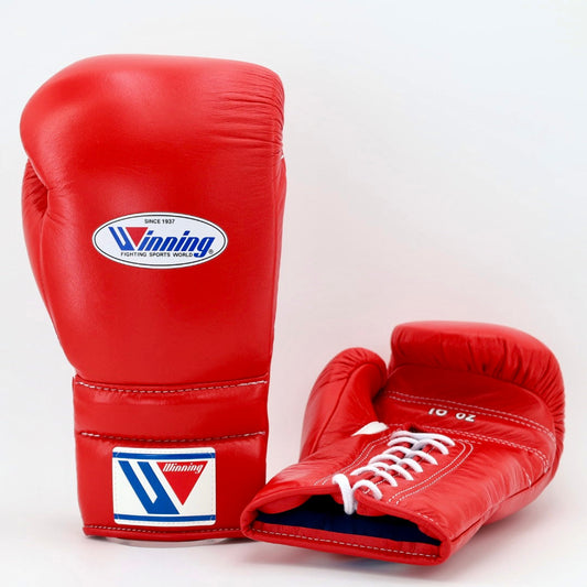 Image of Winning Red Lace-Up Boxing Gloves