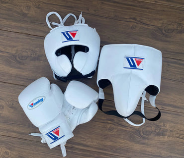 Winning White Boxing Gloves Pair with Protections Image