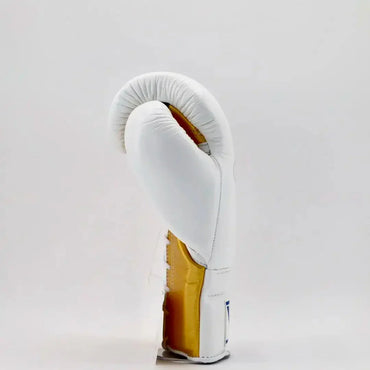 Winning White & Gold Boxing Gloves Side View