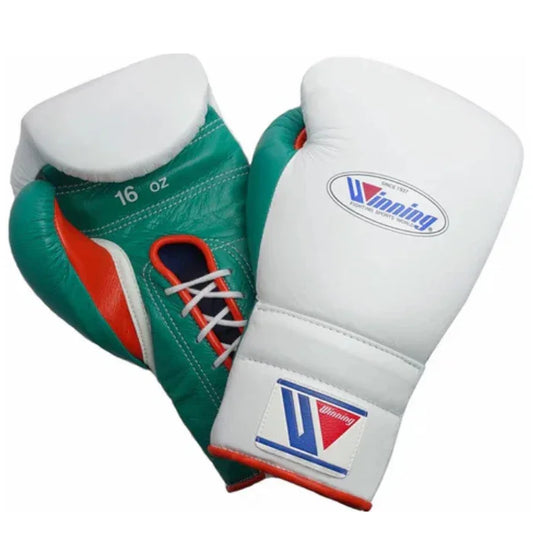 Winning Boxing Gloves  | Lace-Up | White/Green/Red