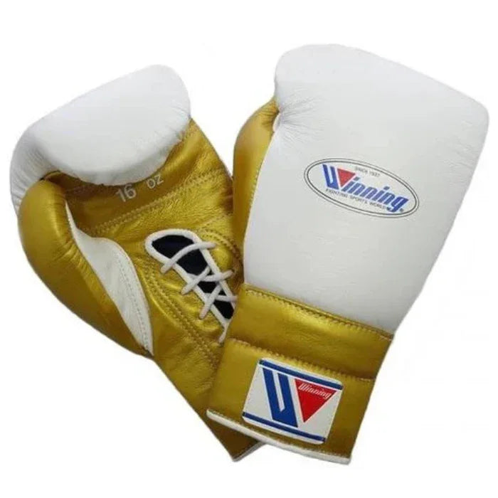 Winning Boxing Gloves  | Lace-Up | White/Gold