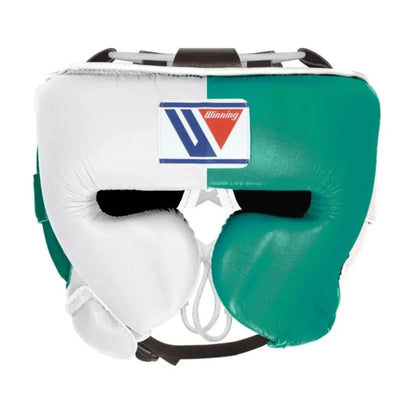 Image of Winning White & Green Cheek Protector Boxing Headgear