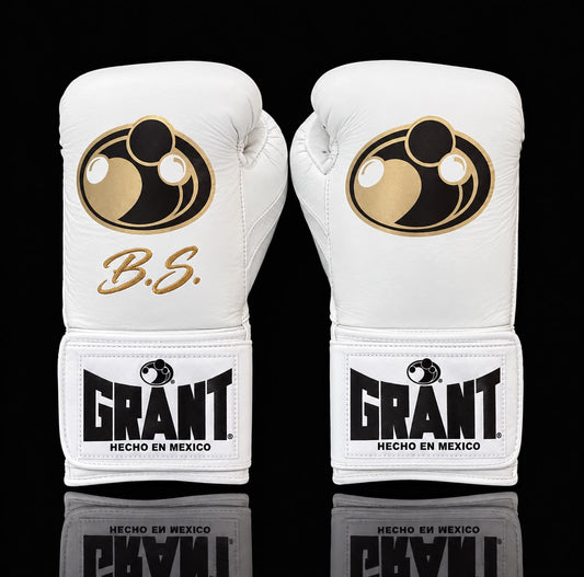 Grant Boxing GlovesPure White with gold Logo
