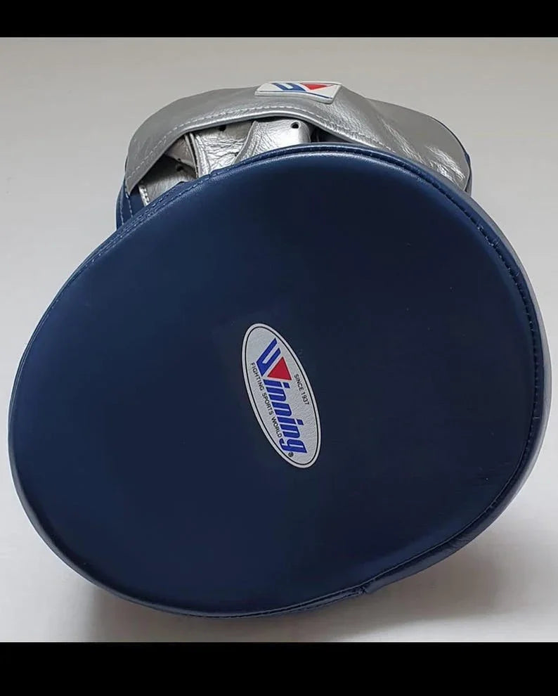Blue boxing mitts with a brand logo of Winning