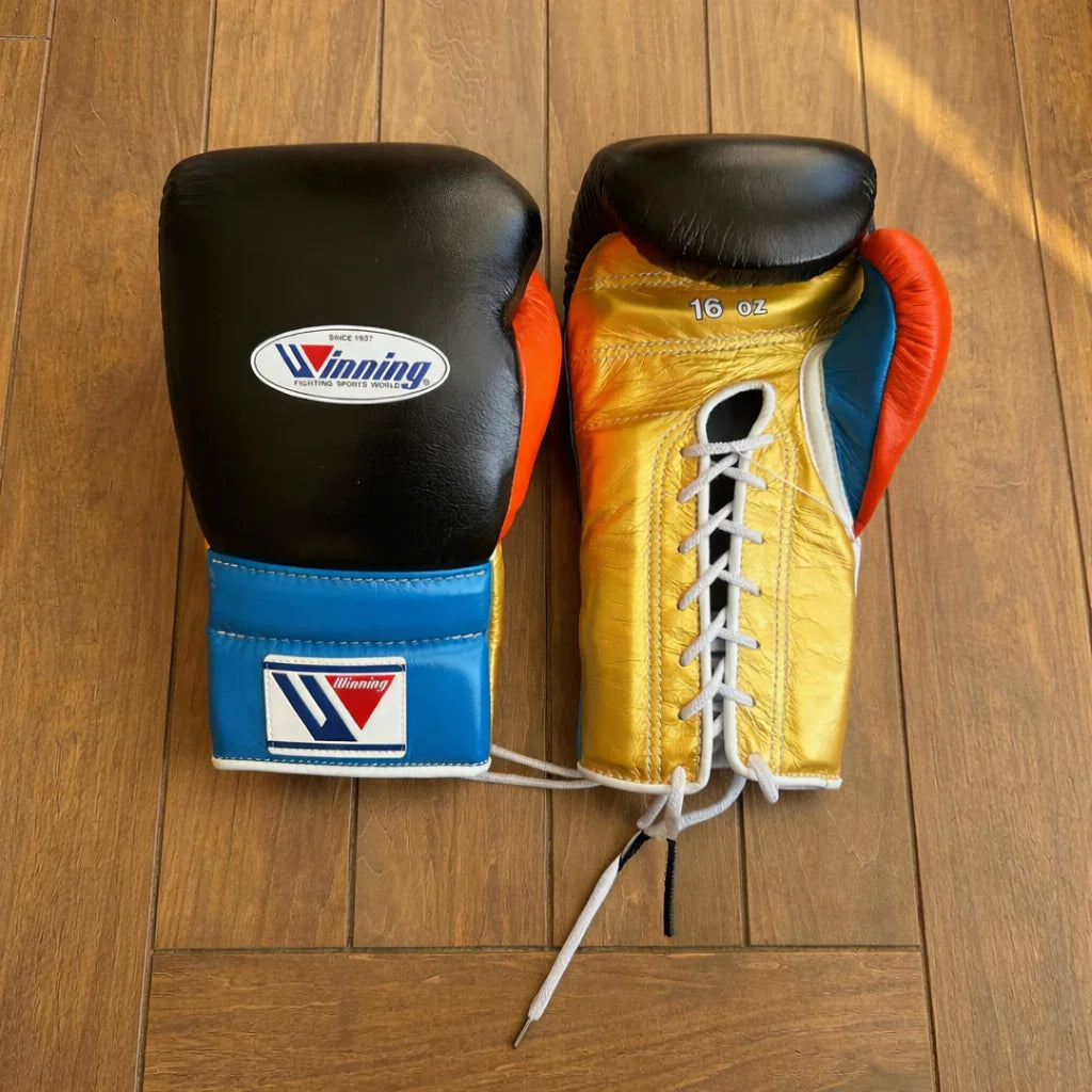 Winning Boxing Gloves  | Lace-Up | Black/Gold/Blue/Orange