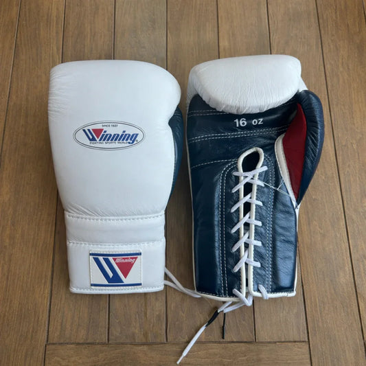 Winning Boxing Gloves  | Lace-Up | White/Blue/Red