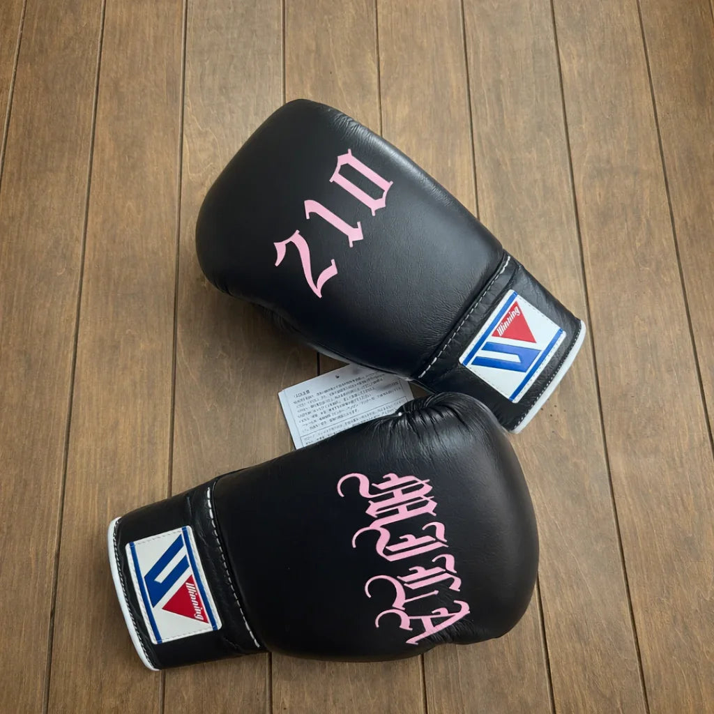 Winning Boxing Gloves  | Lace-Up | Black/Pink