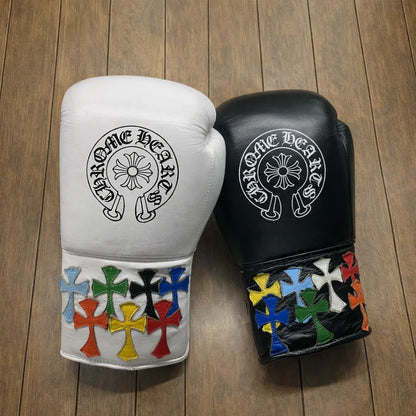 Winning Boxing Gloves  | Chrome Heart Style Lace-Up | White/Black