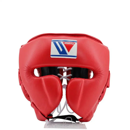 Custom Red Boxing Headguard Front View