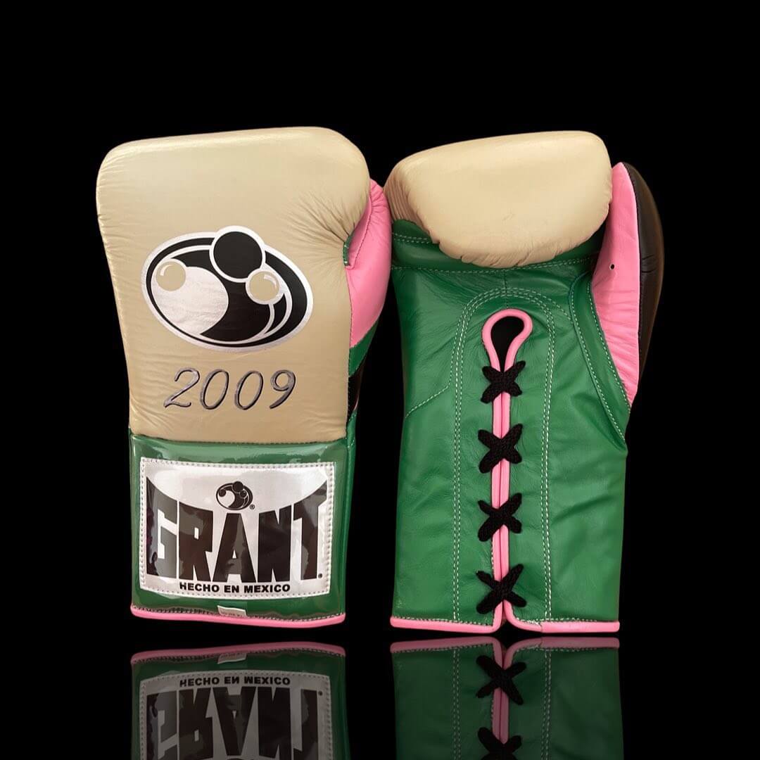 Grant Beige/Green/Pink Boxing Gloves Premium Leather Training Pair