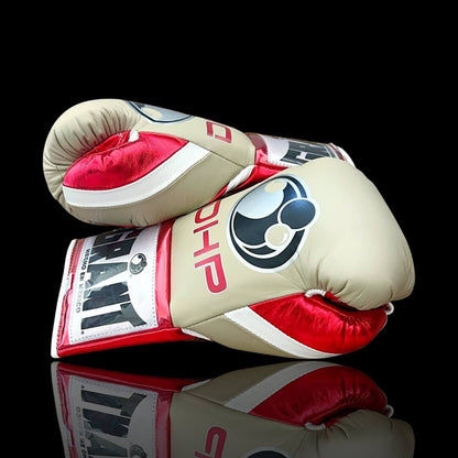 Grant Beige/Red/White Boxing Gloves 14oz Premium Training Gloves Thumb View