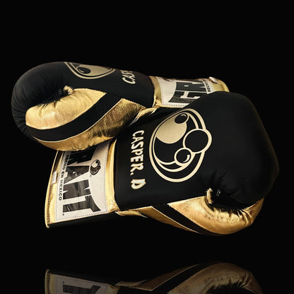 Grant Boxing Gloves Black/Gold on Hands Training Action Shot Thumb View