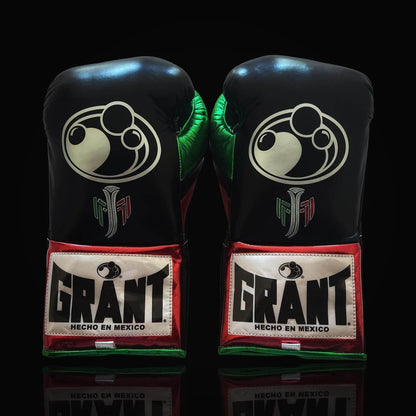 Grant Black/Green/Red  Boxing Gloves Premium Gym Training Pair Back View