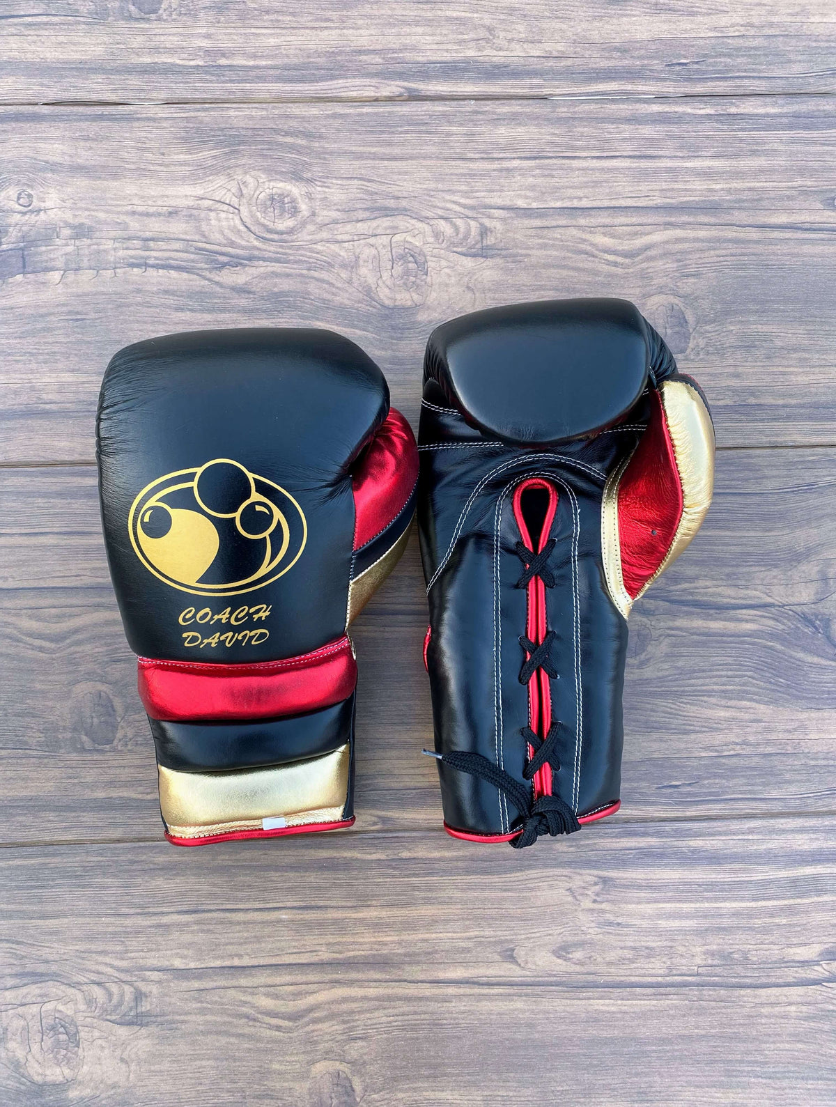 Grant Boxing Gloves Black/Red/Gold Training Gloves Front View