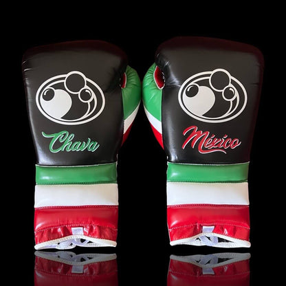 Grant Black/Red/Green/White  Leather Boxing Gloves Classic Design Pair Back View