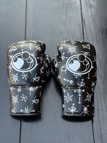 Grant Boxing Gloves Black/White Leather Training Gloves Back View