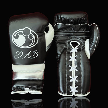 Grant Black/White/Silver Leather Boxing Gloves Classic Design Pair