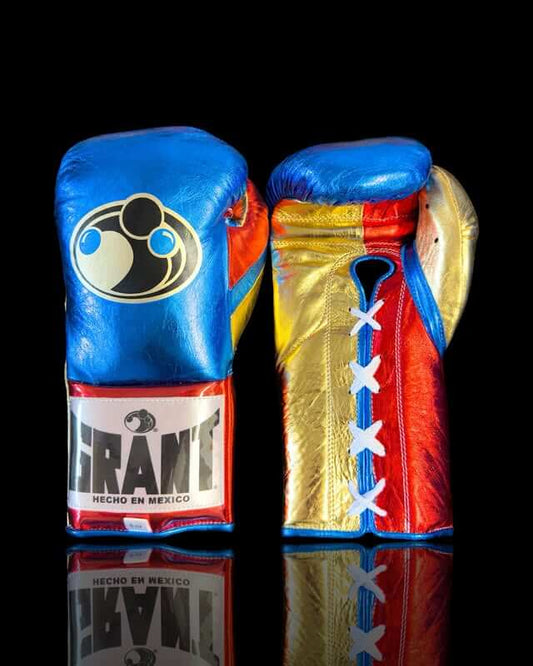 Grant Blue/Gold/Red 14oz Boxing Gloves High Quality Gym Gloves