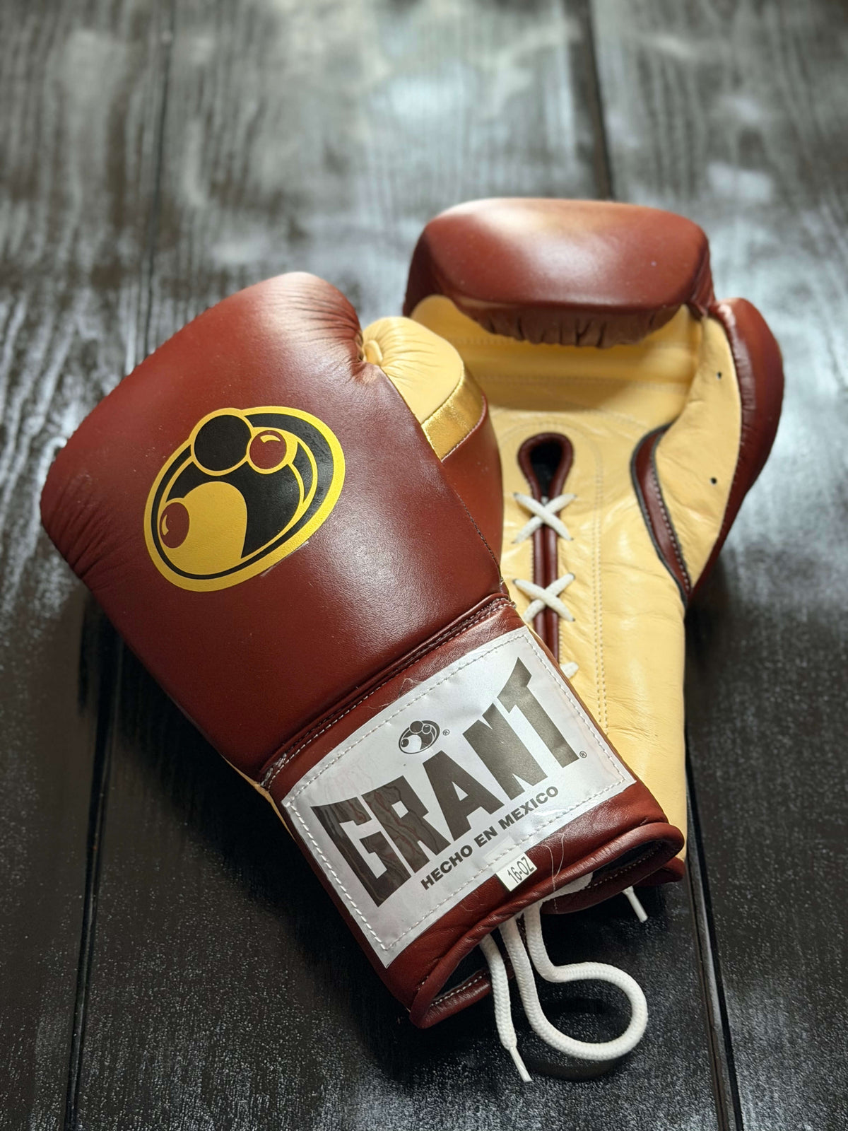 Grant Boxing Gloves Brown/Beige/Gold Leather Training Gloves View