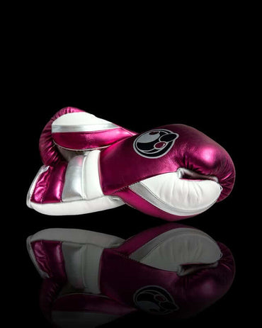 Grant Boxing Gloves Dark-Pink/White/Silver 14oz Leather Training Gloves Thumb-View