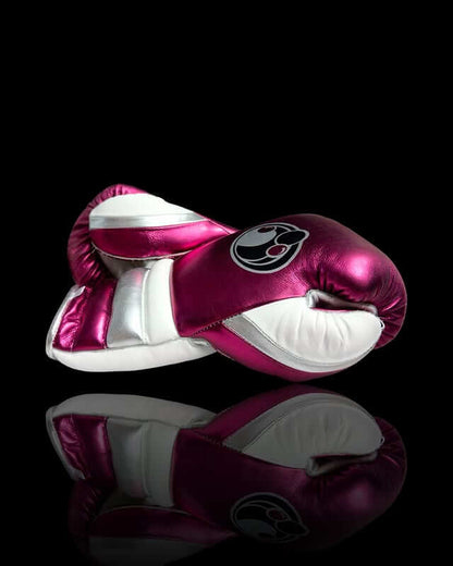 Grant Boxing Gloves Dark-Pink/White/Silver 14oz Leather Training Gloves Thumb-View