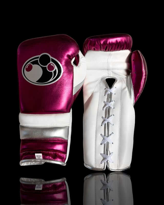 Grant Boxing Gloves Dark-Pink/White/Silver 14oz Leather Training Gloves