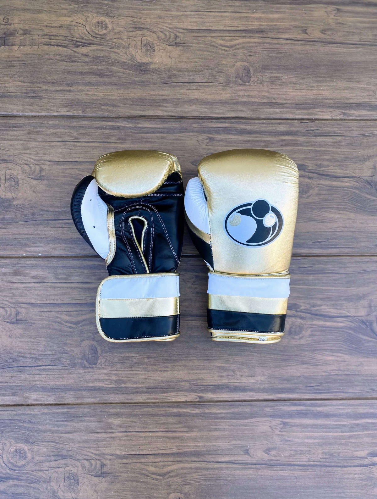 Grant Boxing Gloves Gold/Black/White Leather Training Gloves Front View