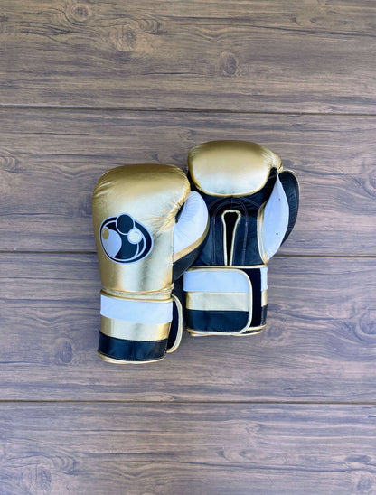 Grant Boxing Gloves Gold/Black/White Leather Training Gloves for Boxing