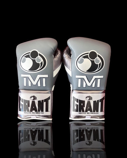 Grant Grey Full View Leather Boxing Gloves Back View