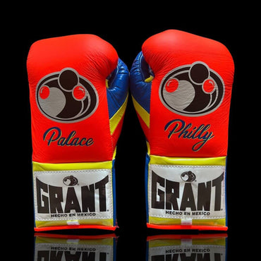 Grant Orange/Blue/Yellow 14oz Boxing Gloves High Quality Gym Gloves Bsck ViewBlue