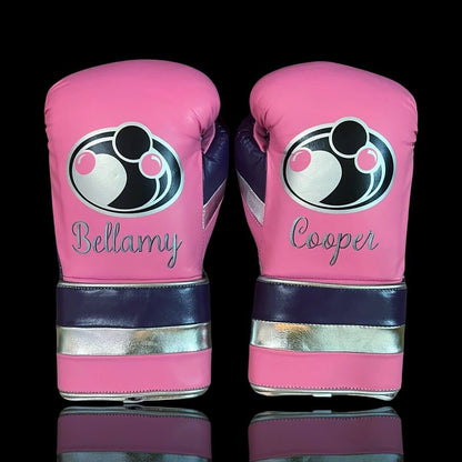 Grant Pink/Purple/Silver Boxing Gloves Premium Gym Training Pair Back View