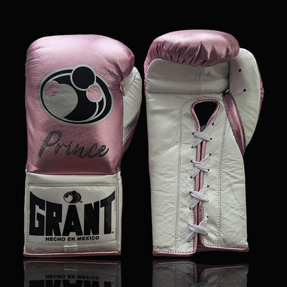 Grant Boxing Gloves Pink/White 14oz Leather Training Gloves