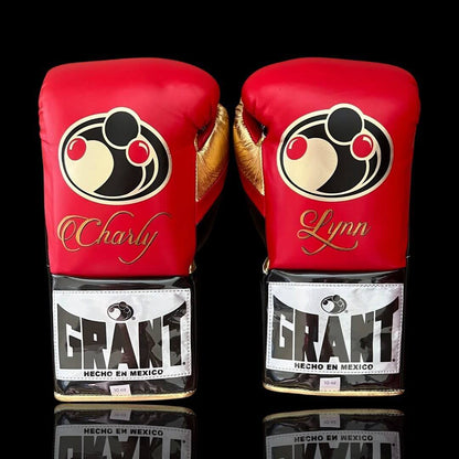 Grant Red/Black/Gold 14oz Boxing Gloves Custom Sparring Gloves Back View