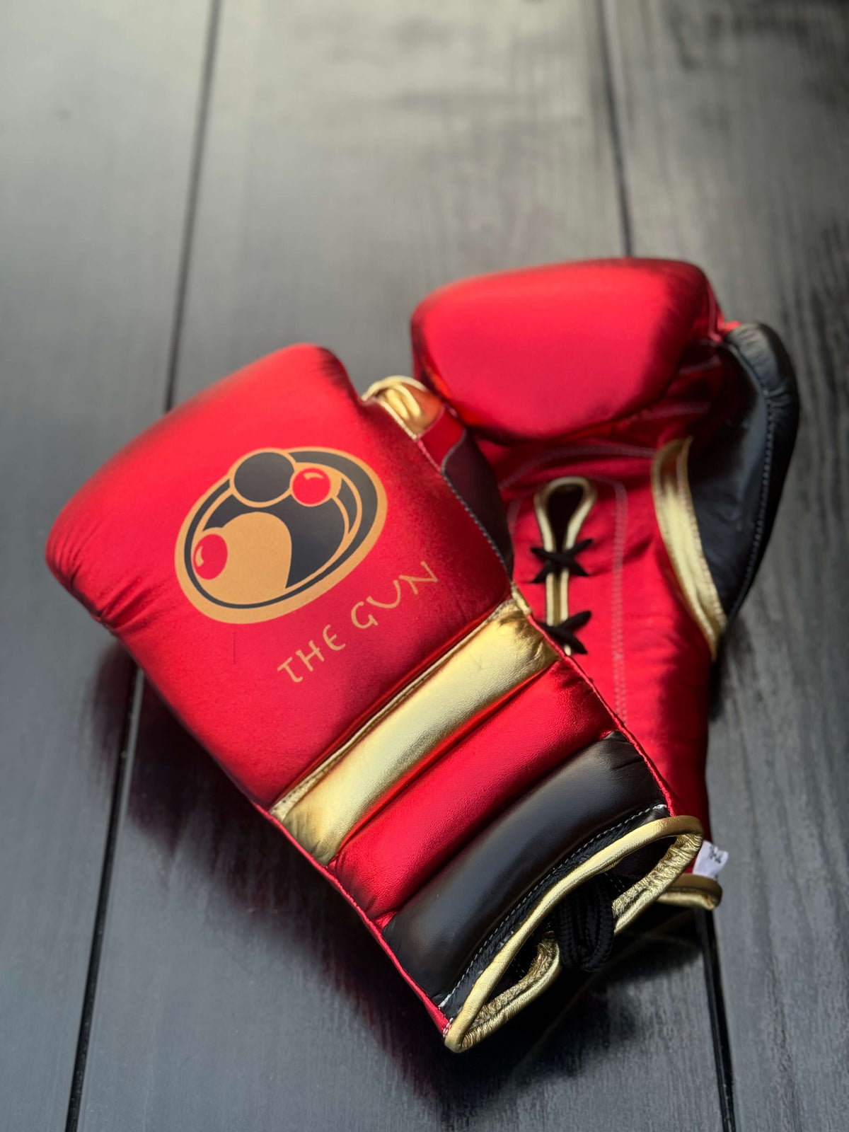 Grant Boxing Gloves Red/Black/Gold Padded Leather Gloves View