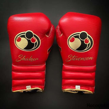Grant Red/Gold Boxing Gloves Premium Leather Training Pair Back View