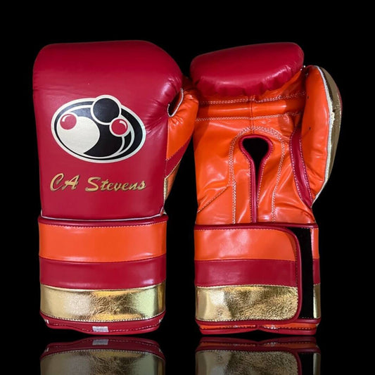 Grant Red/Orange/Gold Leather Boxing Gloves Custom Fit Training