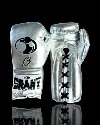 Grant Boxing Gloves Silver on Hands Training Action Shot