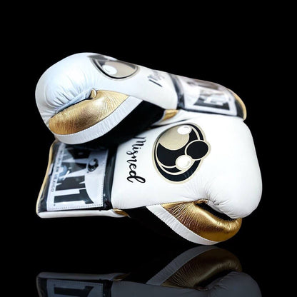 Grant White/Black/Gold 14oz Boxing Gloves High Quality Gym Gloves Thumb View